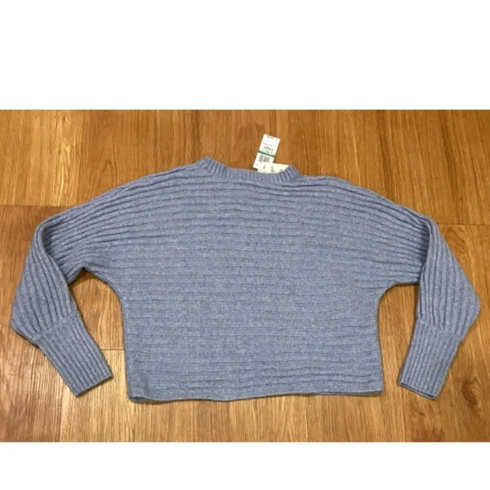 Hippie Rose Juniors Rustic Blue Ribbed Crewneck Sweater L - Picture 3 of 5